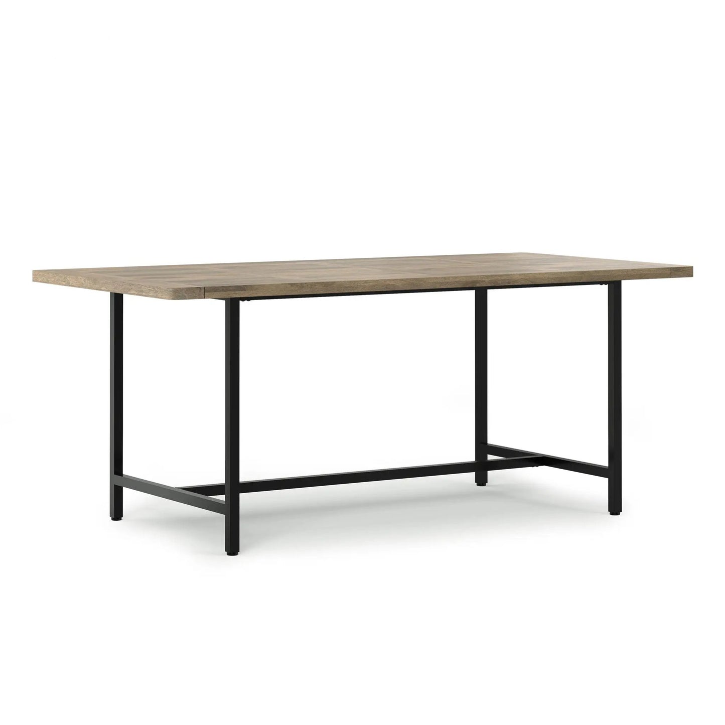 Campbell Handcrafted Dining Table light oak finish with black metal legs on Tampa Home & Garden Store