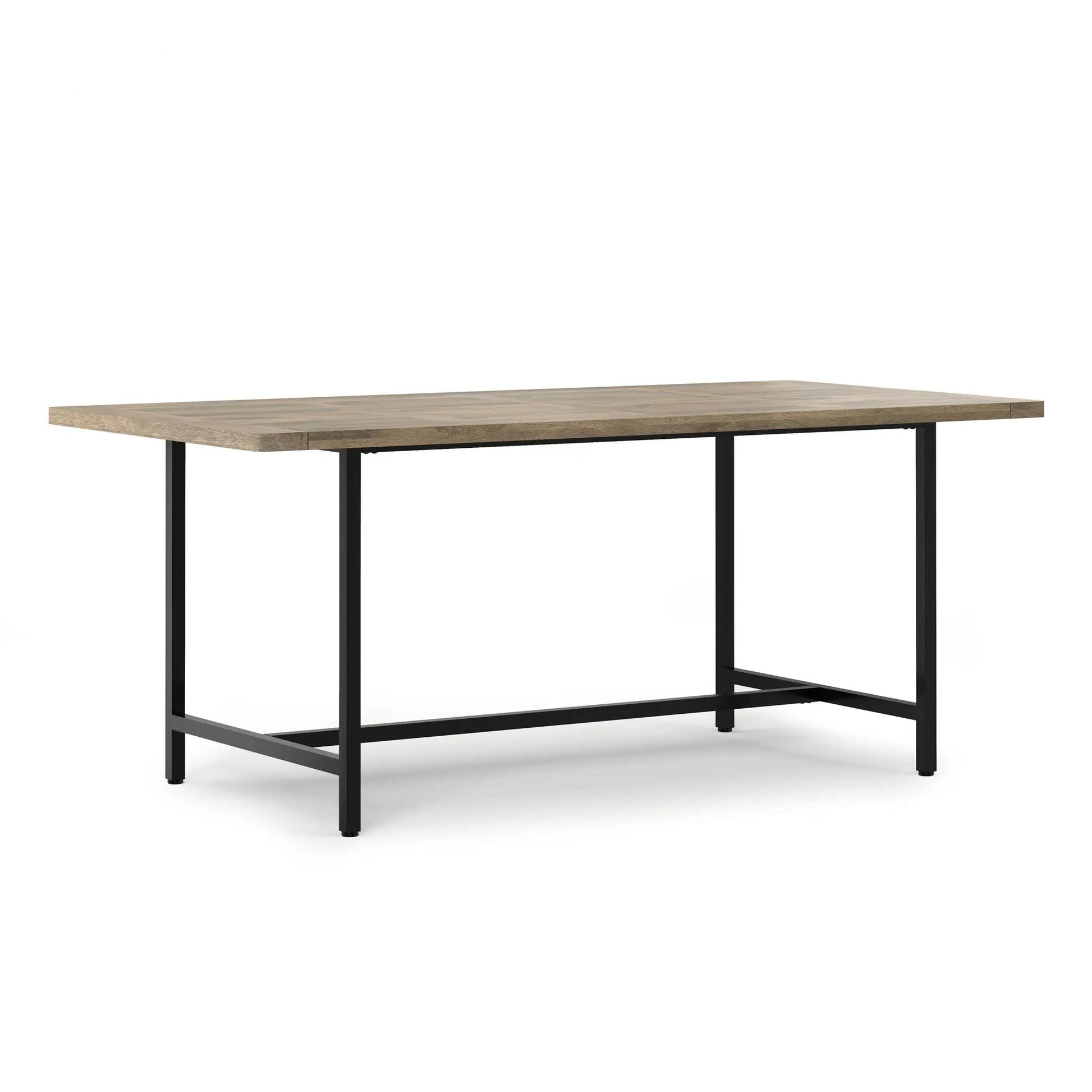 Campbell Handcrafted Dining Table light oak finish with black metal legs on Tampa Home & Garden Store