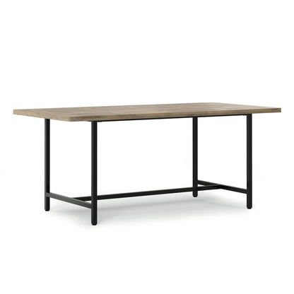 Campbell Handcrafted Dining Table light oak finish with black metal legs on Tampa Home & Garden Store