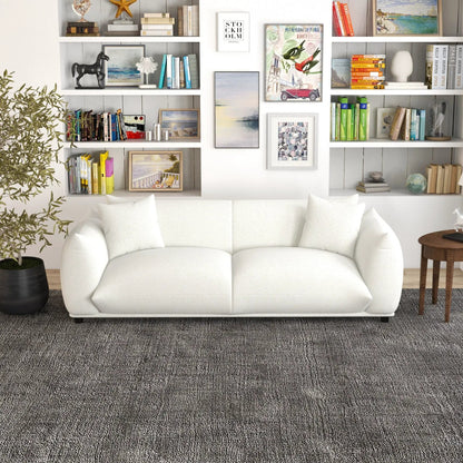 Emma mid-century modern luxury sofa, white fabric, stationary on Tampa Home & Garden Store