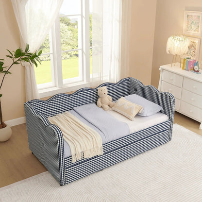 Gingham Daybed With USB Port and Wave Design