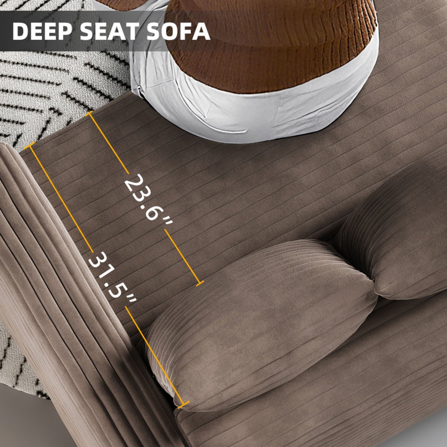 Deep Seat Sofa Bed With Ottoman and Soft Pillows