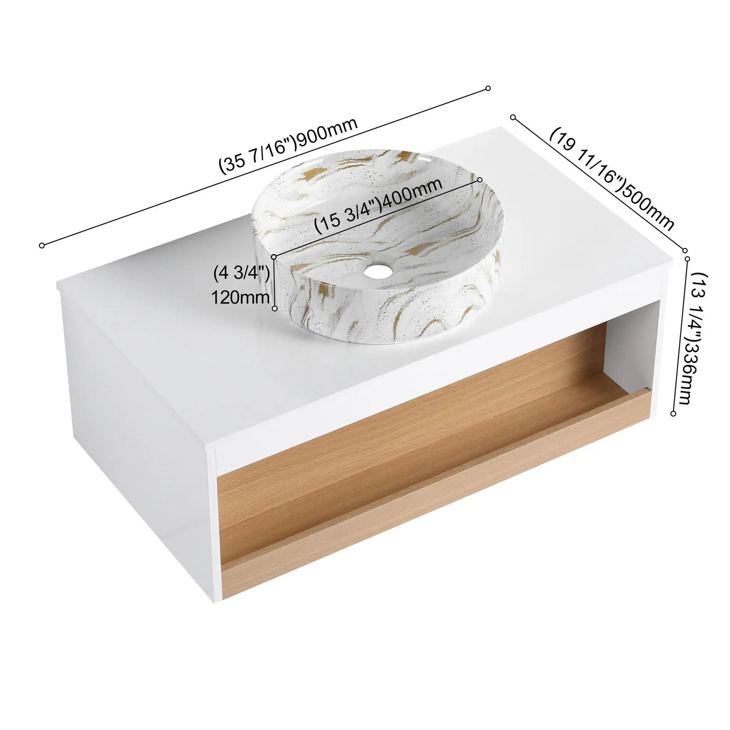 Floating Bathroom Vanity with Vessel Sink