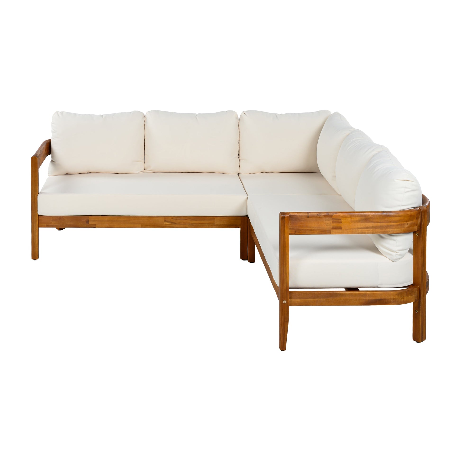 U_Style Acacia solid wood outdoor sofa set with cream cushions and wooden frame by HouseOfZazla on Tampa Home & Garden Store