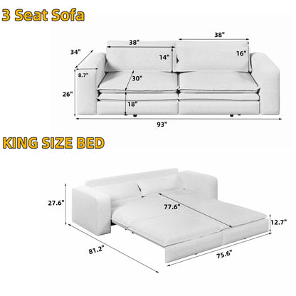 King Size Sofa Bed with Pillow and Chaise Lounge