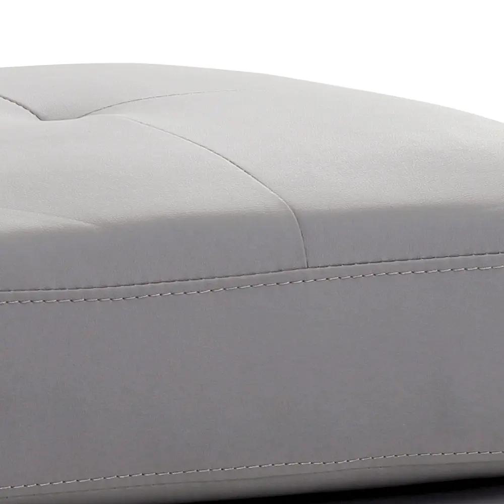 Casual Ottoman For Stylish Spaces, light gray faux leather upholstery with subtle top stitching on Tampa Home & Garden Store