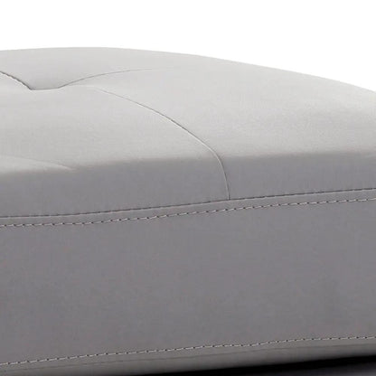Casual Ottoman For Stylish Spaces, light gray faux leather upholstery with subtle top stitching on Tampa Home & Garden Store