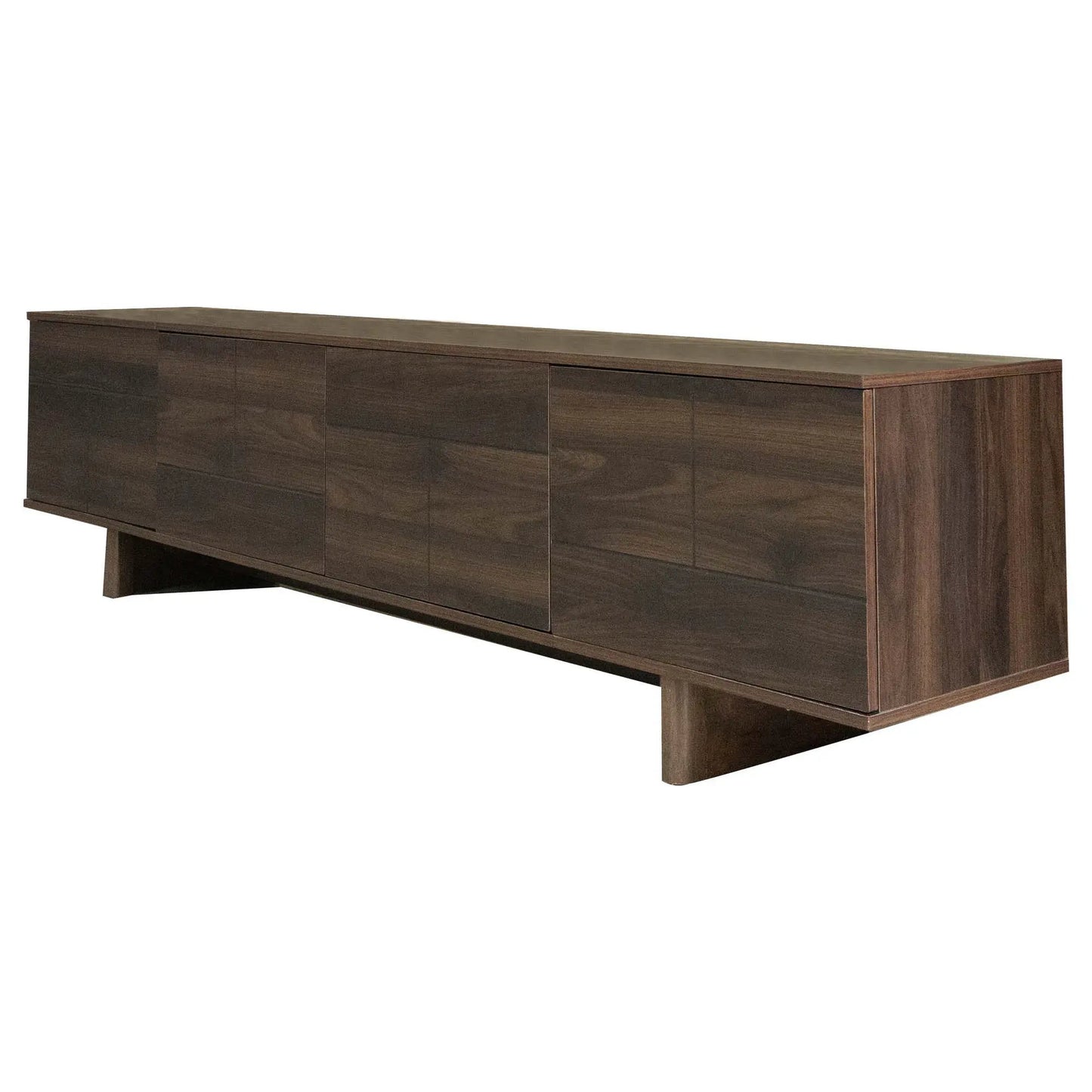 TV stand dark brown wood with multiple cabinet doors and a low profile on Tampa Home & Garden Store