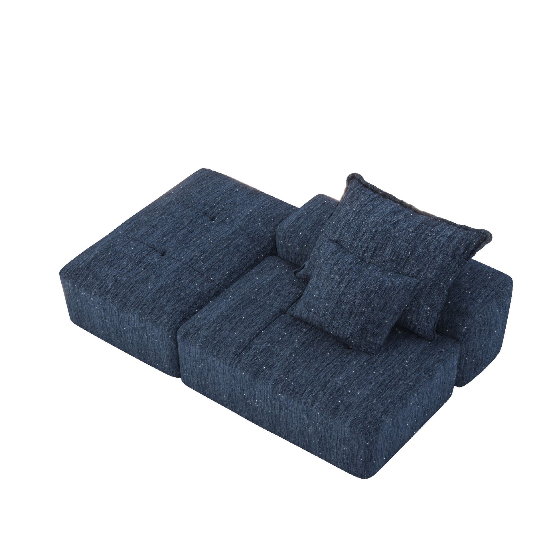 Modern Oversized Modular Sectional Sofa navy textured fabric cushions, 3pc set on Tampa Home & Garden Store
