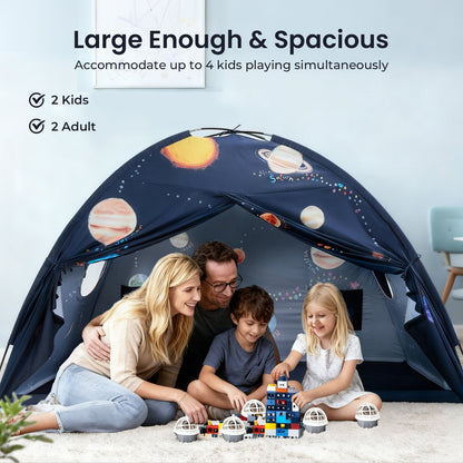 Tiny Land Versatile Kids Bed Tent & Play Tent in navy space theme, fits 4 kids + 2 adults on Tampa Home & Garden Store