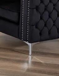 Lorreto - Sofa, black tufted stationary sofa with nailhead trim and metal legs on Tampa Home & Garden Store