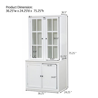 Retro Hutch Cabinet With Glass Doors for Home