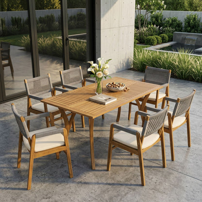 Rustic Patio Acacia Bistro Set with Cushions