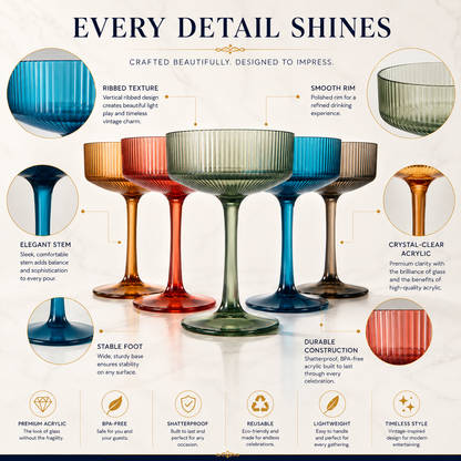 Set of 6 Unbreakable Acrylic Champagne Coupes