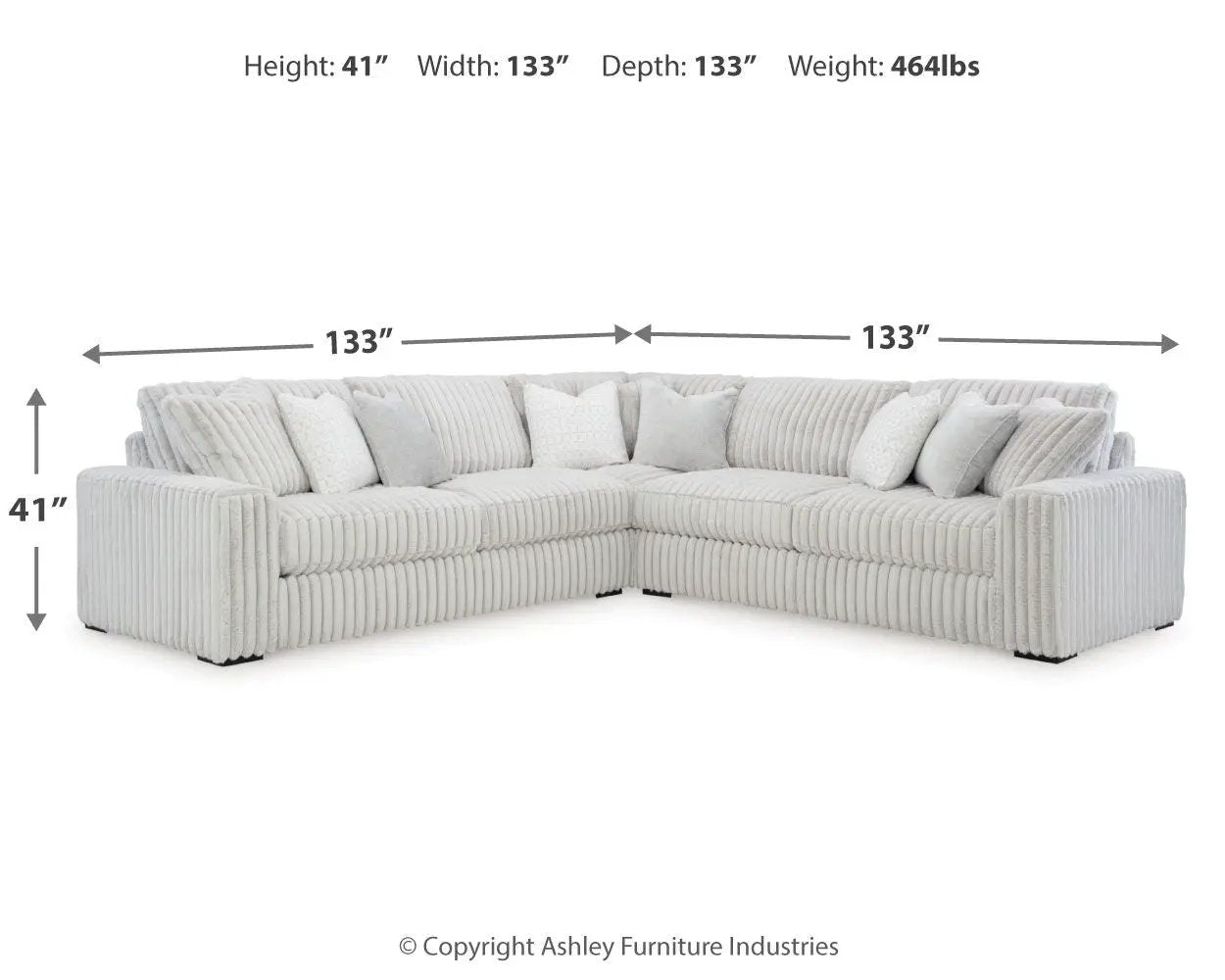 Stupendous Sectional, light gray corduroy, 2-piece stationary with two 133 in sections on Tampa Home & Garden Store