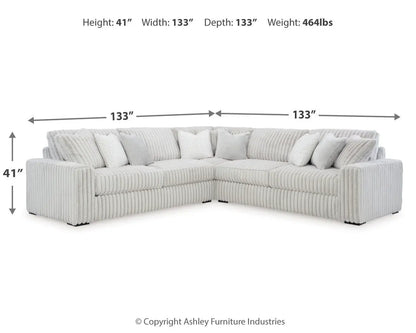 Stupendous Sectional, light gray corduroy, 2-piece stationary with two 133 in sections on Tampa Home & Garden Store