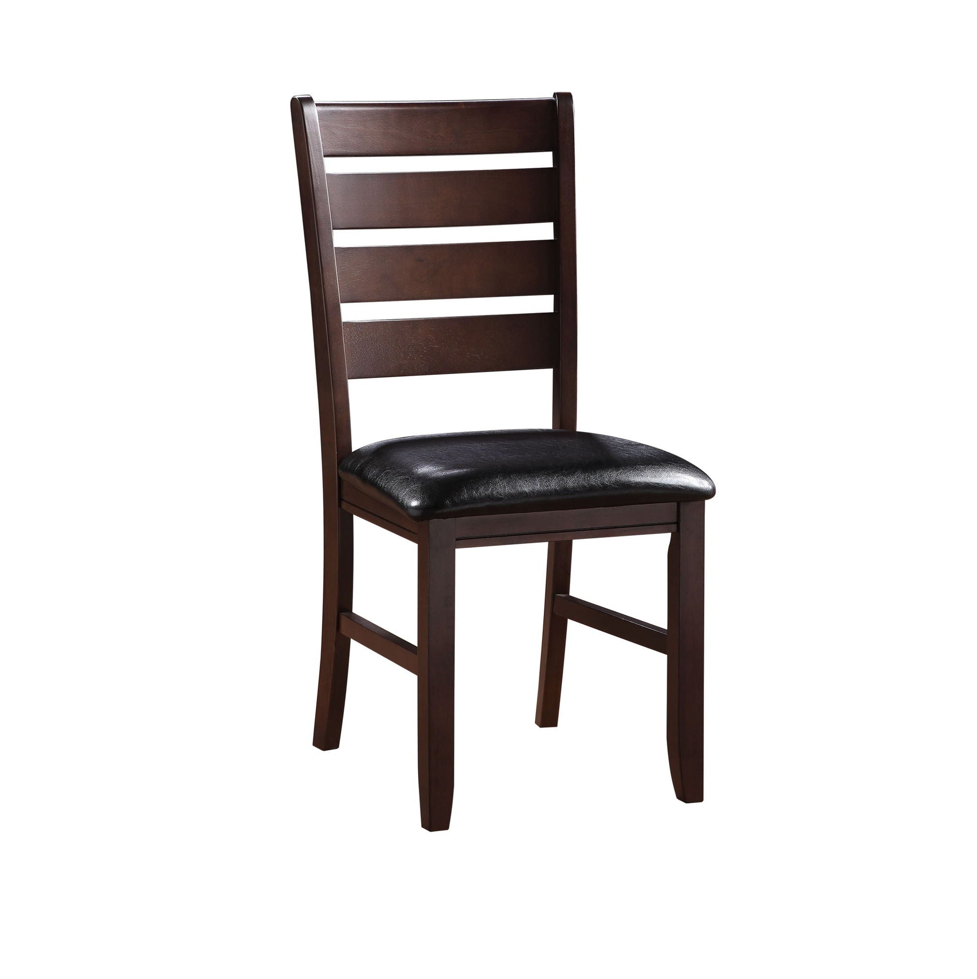 Urbana Synthetic Leather Side Chair set of 2 brown wood with black seat by HouseOfZazla on Tampa Home & Garden Store