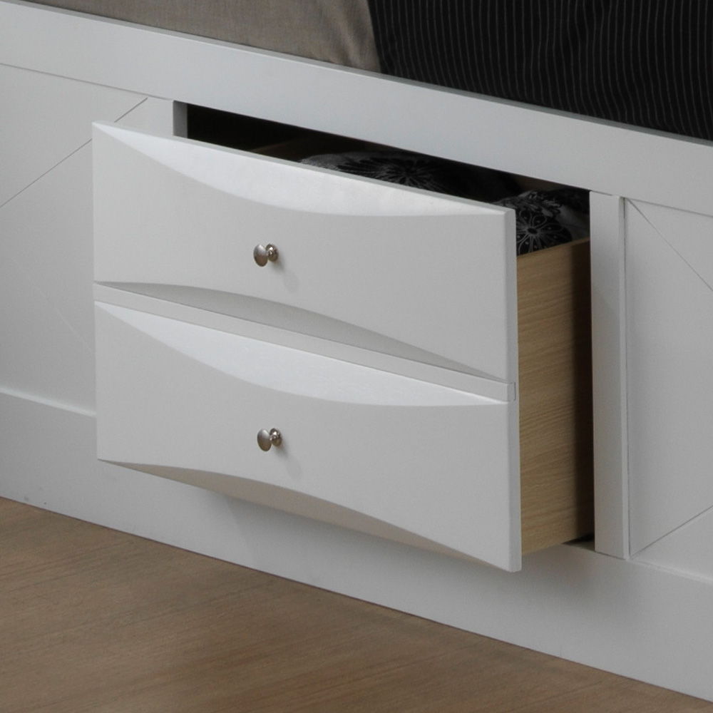 Modern Design Storage Bed with Bookcase Headboard, white finish, 2 drawers by HouseOfZazla on Tampa Home & Garden Store