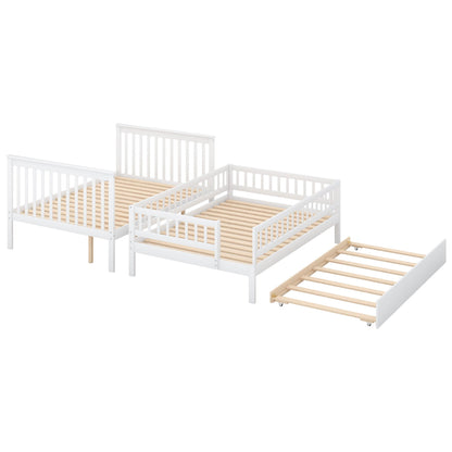 Bunk Bed With Staircase, white finish with slatted bases, HouseOfZazla on Tampa Home & Garden Store