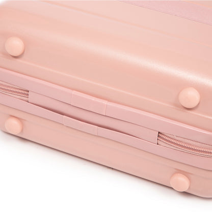 2-Piece ABS spinner wheel luggage set pink interior close-up with fabric strap on Tampa Home & Garden Store