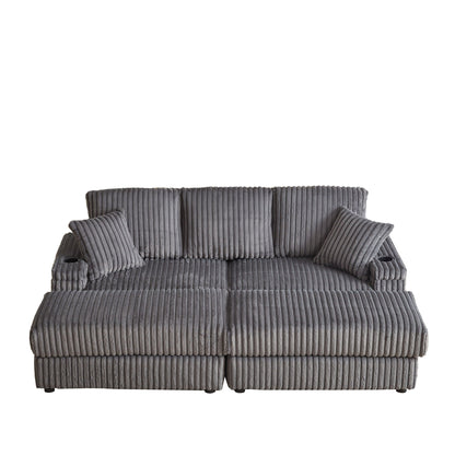 3 Seater Sofa With 2 Ottomans and Storage