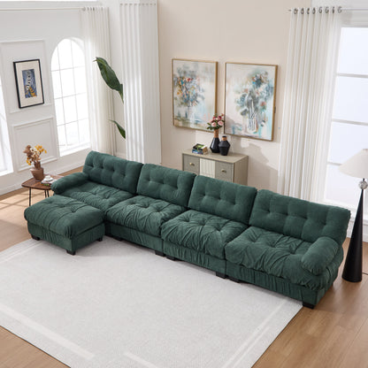 Modular sectional sofa Cloud Couch in green velvet with tufted cushions by HouseOfZazla on Tampa Home & Garden Store