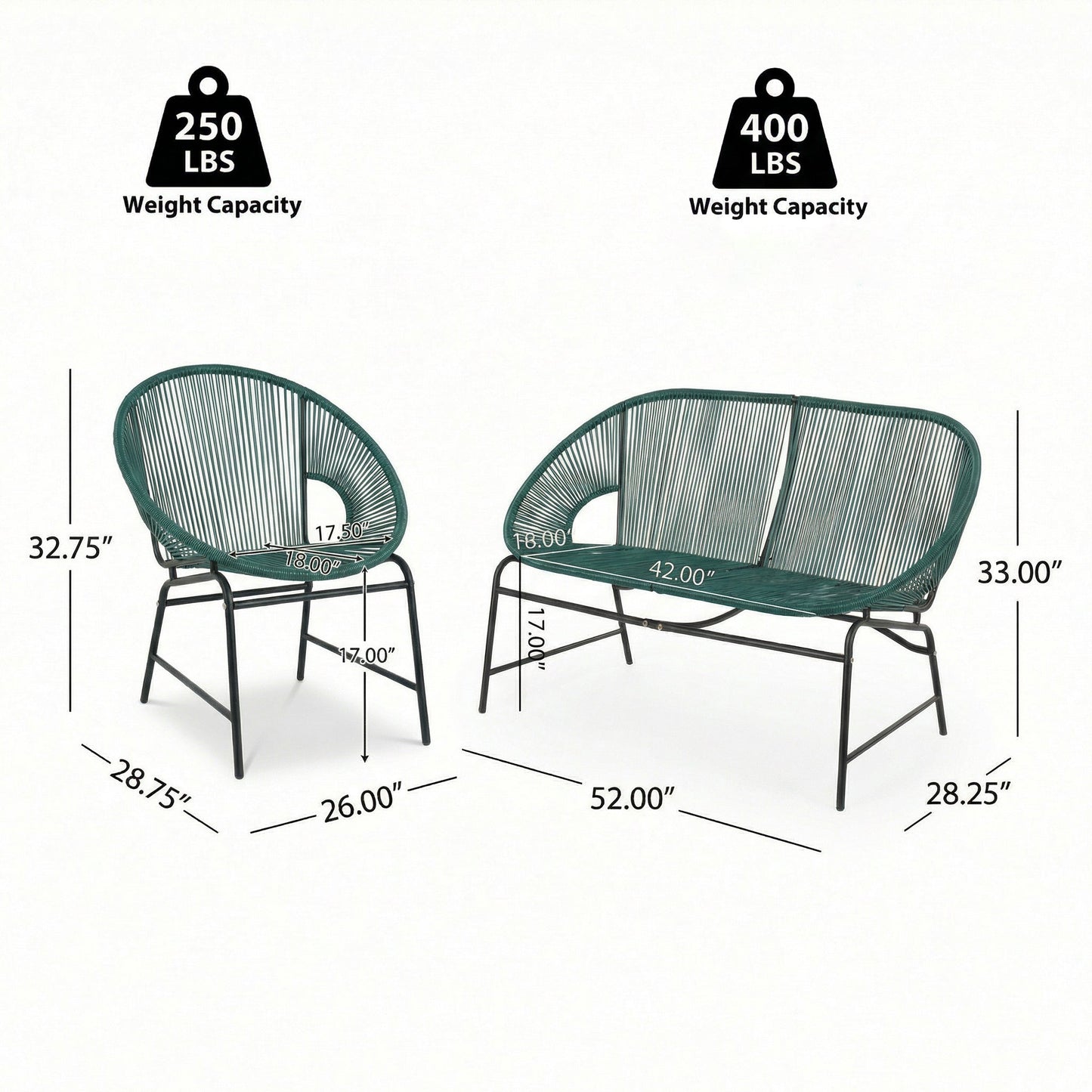 Nusa Outdoor and 3 Piece Teal Wicker Set