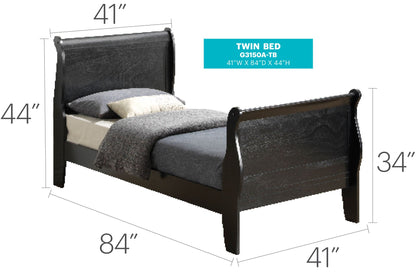 Panel Sleigh Bed twin bed by HouseOfZazla in dark wood with paneled headboard and footboard on Tampa Home & Garden Store
