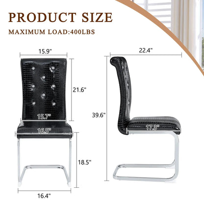 Elegant Design Upholstered Dining Chairs, black crocodile-embossed faux leather, 2-chair set on Tampa Home & Garden Store