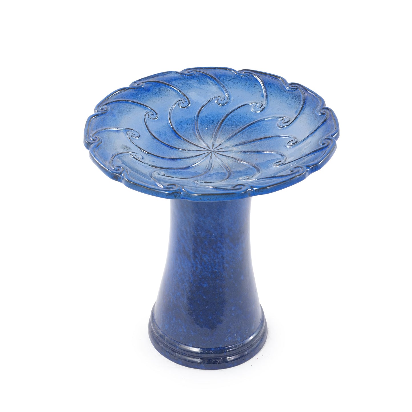 Handmade Glazed Ceramic Bird Bath, Sapphire blue glaze with scalloped rim by HouseOfZazla on Tampa Home & Garden Store