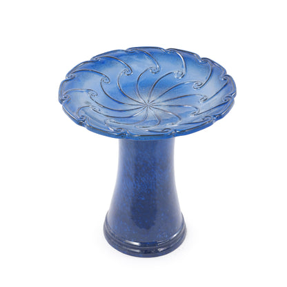 Handmade Glazed Ceramic Bird Bath, Sapphire blue glaze with scalloped rim by HouseOfZazla on Tampa Home & Garden Store