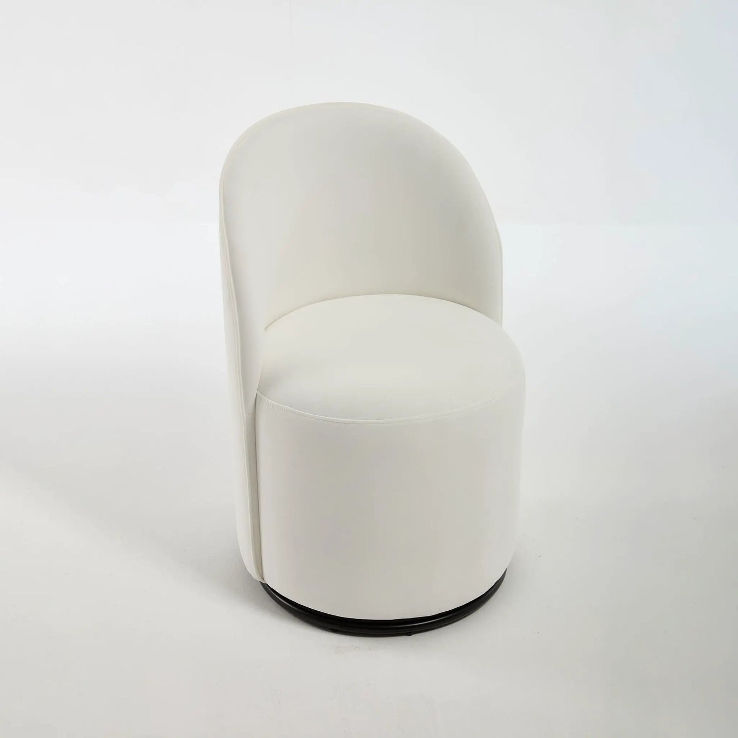 360 Degree Swivel Armless Dining Barrel Chair cream upholstery round black base Unique Piece on Tampa Home & Garden Store