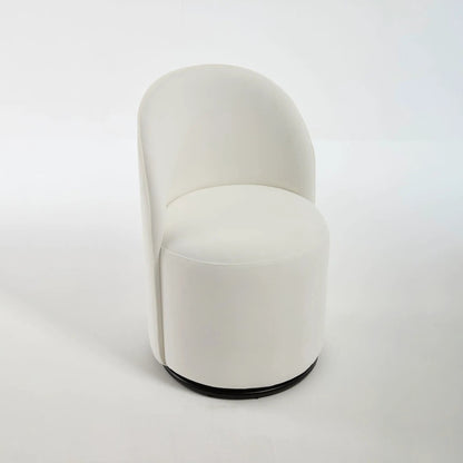 360 Degree Swivel Armless Dining Barrel Chair cream upholstery round black base Unique Piece on Tampa Home & Garden Store