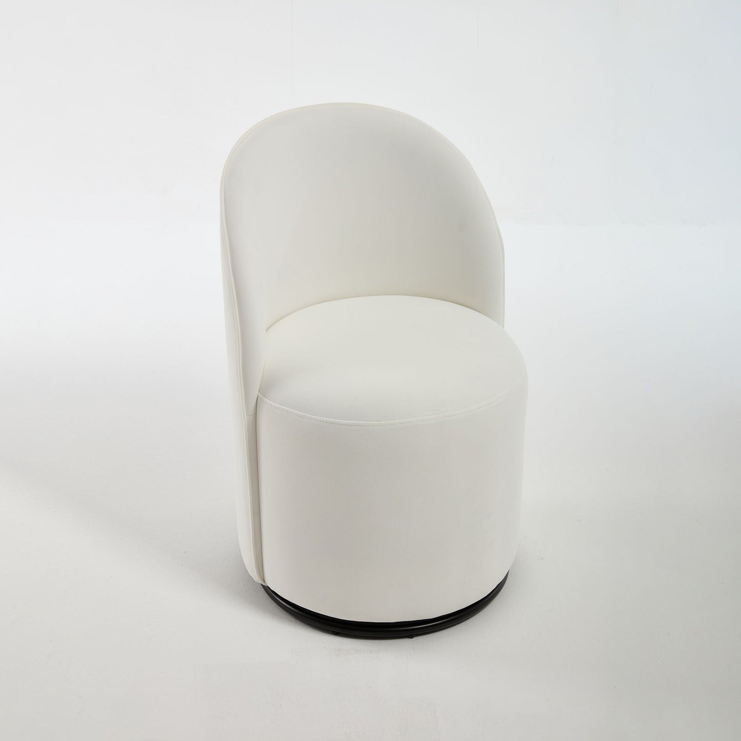 360 Degree Swivel Armless Dining Barrel Chair white upholstered with black base by HouseOfZazla on Tampa Home & Garden Store