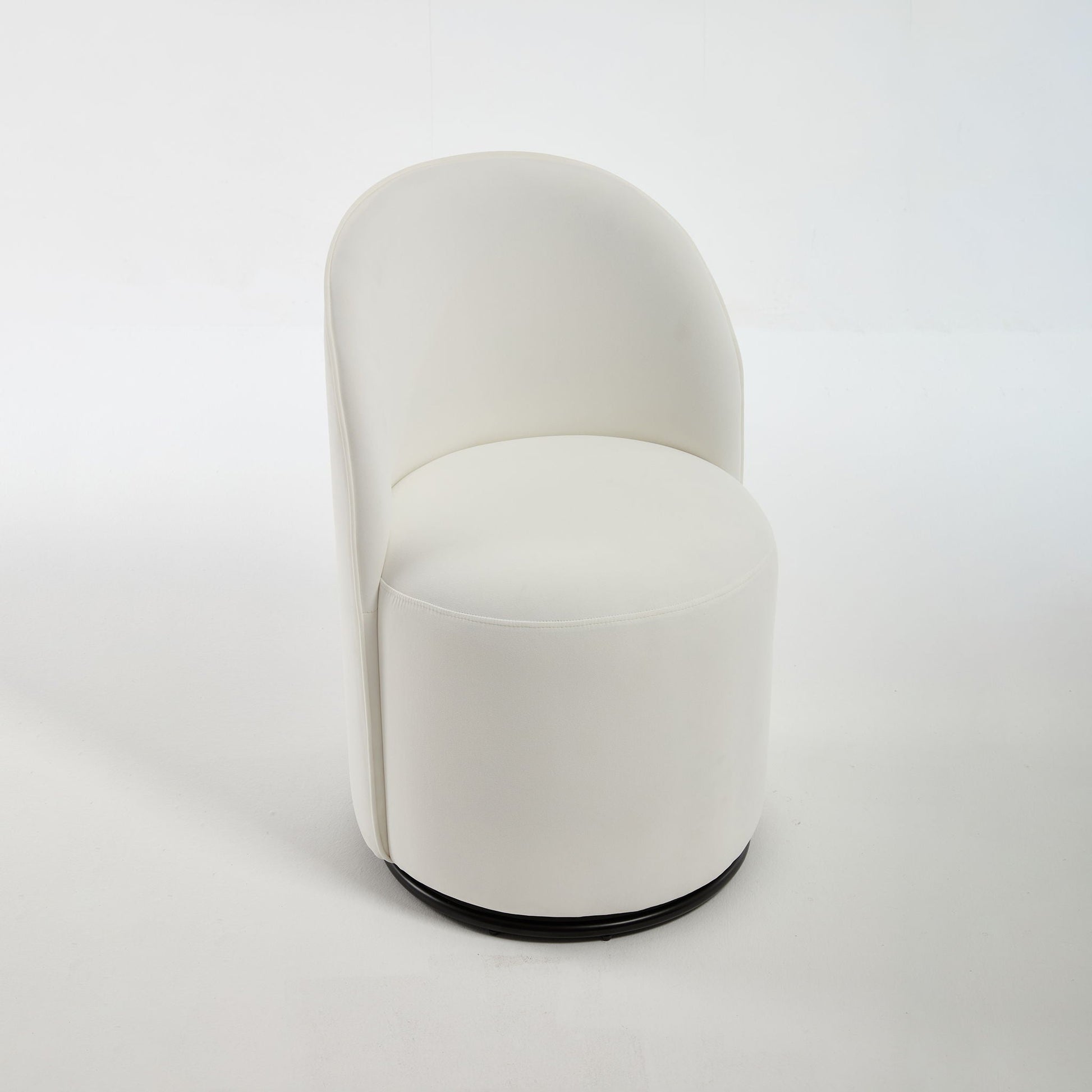 360 Degree Swivel Armless Dining Barrel Chair white upholstered with black base by HouseOfZazla on Tampa Home & Garden Store