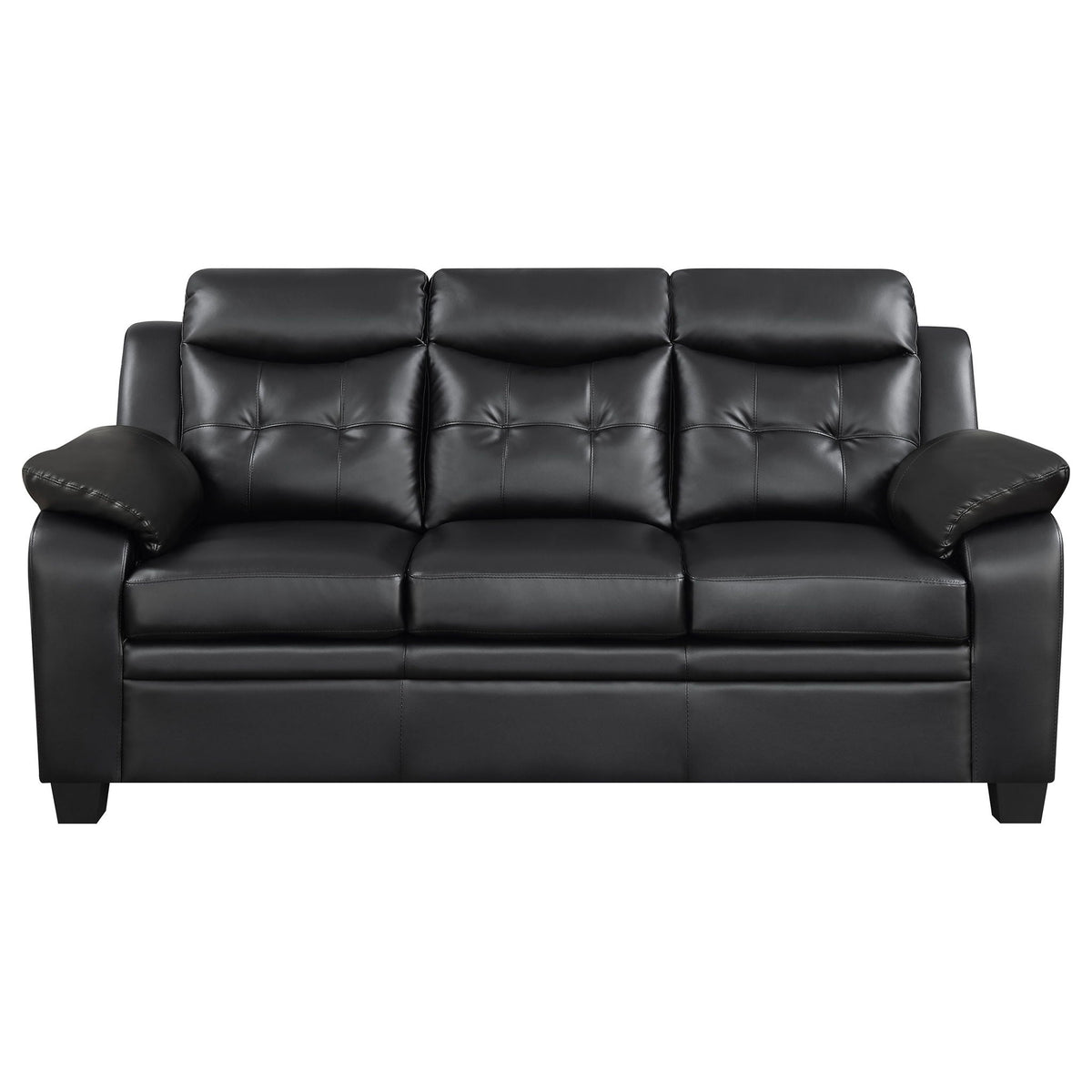 Eaton Black Padded Sofa and Tufted Backrest