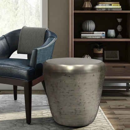 Garvy Handcrafted Solid Metal Drum Side Table