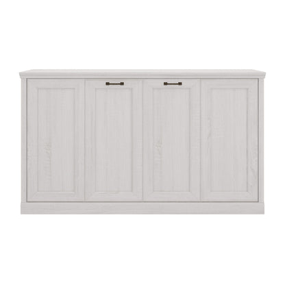 Rustic white twin-size Murphy bed cabinet with three paneled doors and dark metal handles on Tampa Home & Garden Store