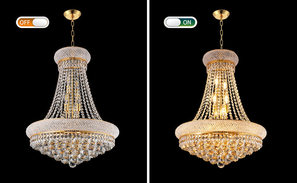 24-Inch gold crystal chandelier, 12-light French Empire style ceiling light by HouseOfZazla on Tampa Home & Garden Store