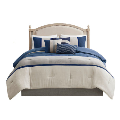 Blue Faux Suede Comforter Set and Shams King