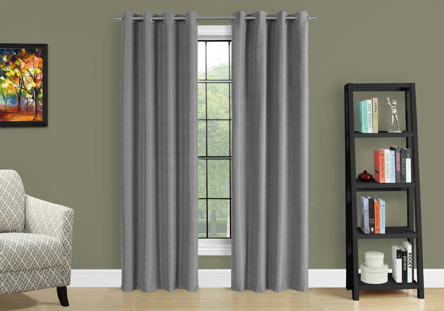 2-piece gray room-darkening curtain set with metal grommets for a contemporary look on Tampa Home & Garden Store