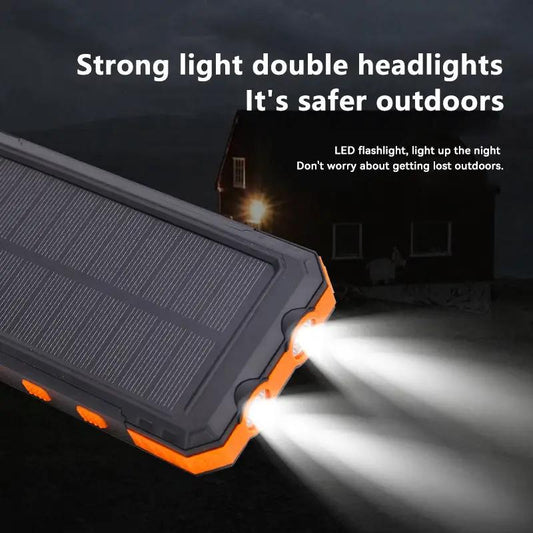 Ultra Thin Solar Power Bank 20000mAh with Compass, solar panel, dual LED headlights on Tampa Home & Garden Store