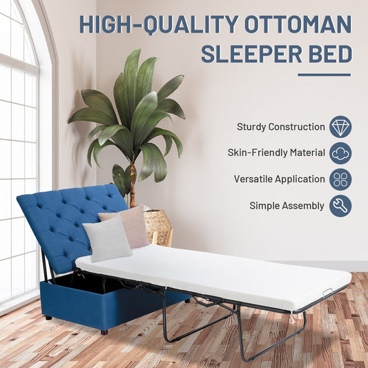 Folding Ottoman Sleeper Bed with Mattress for Guest Bed and Office Nap - Tampa Home & Garden Store