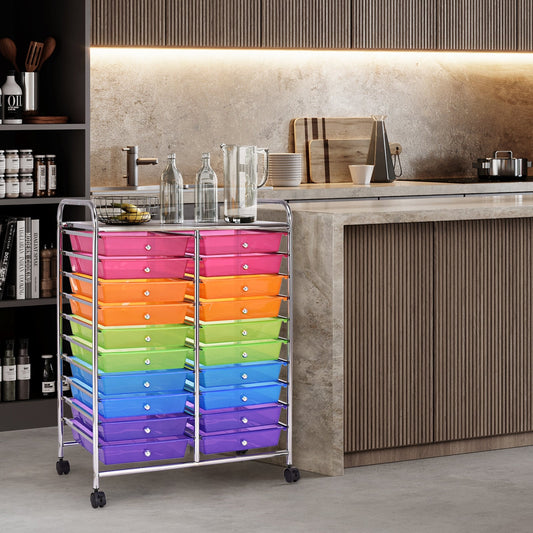 20 Drawers Storage Rolling Cart Studio Organizer-Multicolor - Tampa Home & Garden Store