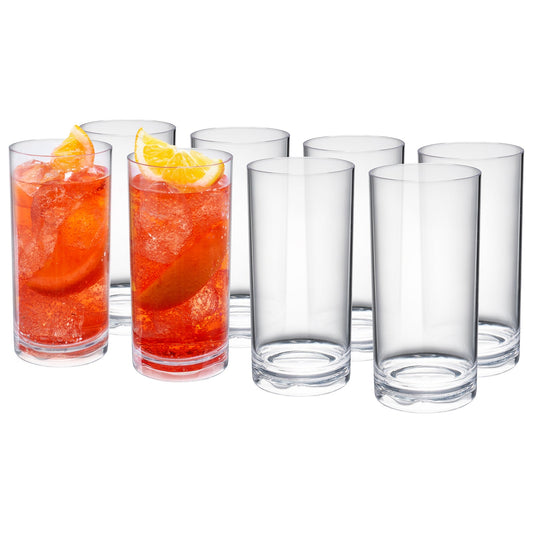 Barcelona Clear Acrylic Highball Glasses Set of 8