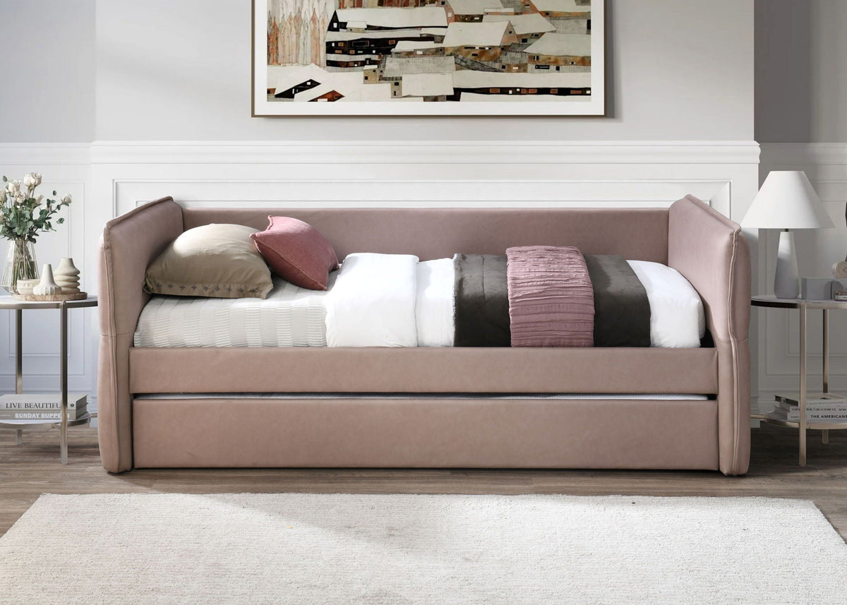 Stylish Dusty Rose Twin Daybed with a Trundle