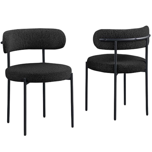 Upholstered kitchen chair set of 2 in black fabric with slender metal legs HouseOfZazla on Tampa Home & Garden Store