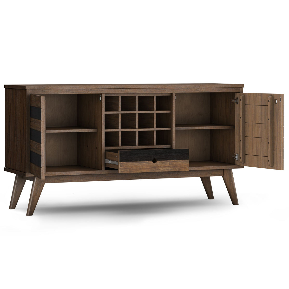 Clarkson Sideboard with Storage brown solid acacia cubby shelves and doors HouseOfZazla on Tampa Home & Garden Store