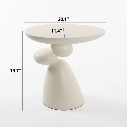 Lucky Stone Shaped End Table by HouseOfZazla, white top 20.1 in wide, 19.7 in tall on Tampa Home & Garden Store