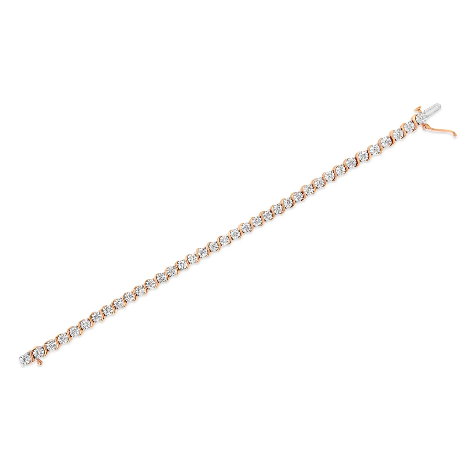 Rose gold plated sterling silver diamond tennis bracelet, 7in, 1/4 ct I-J color on Tampa Home & Garden Store